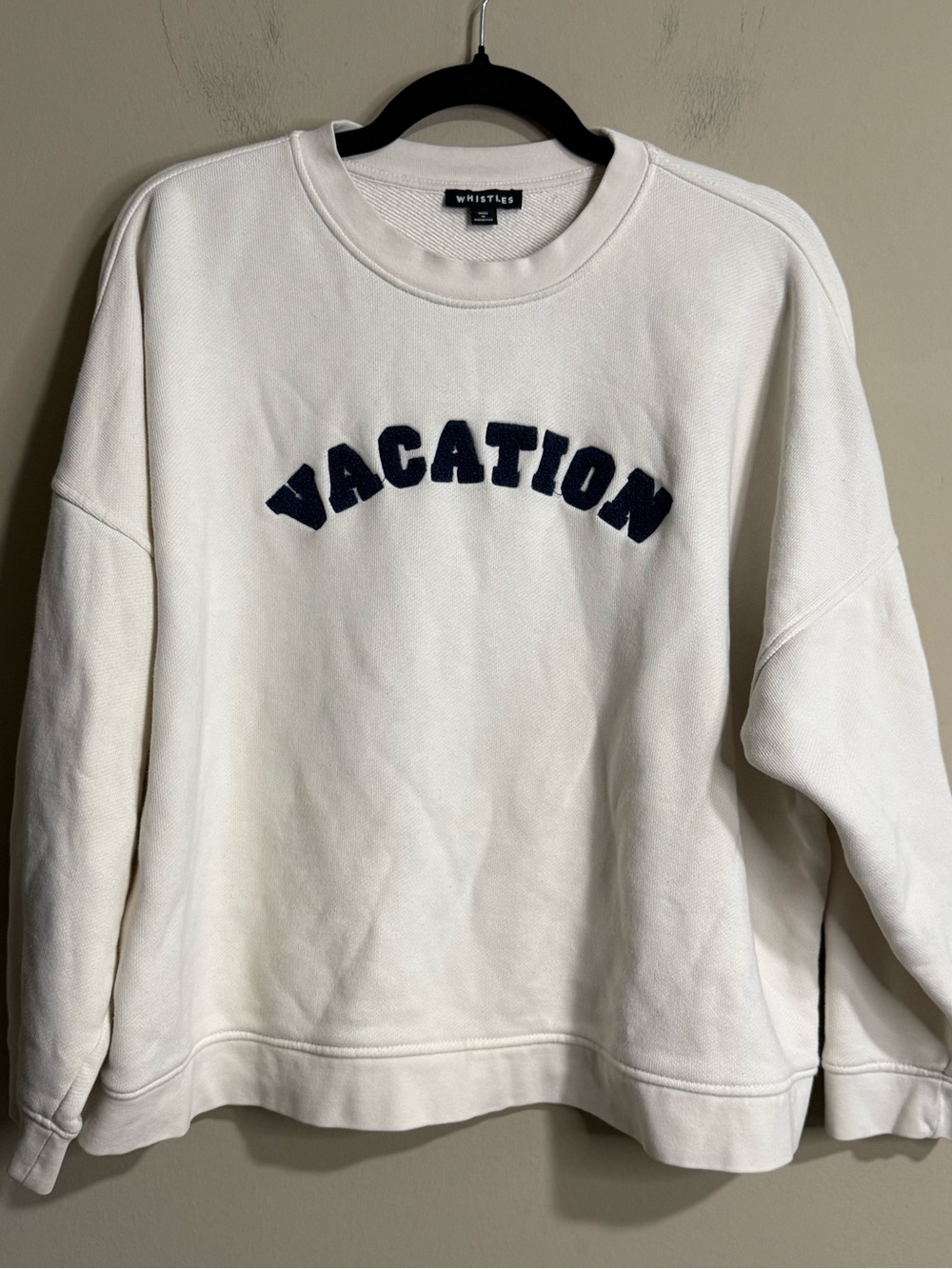 Whistles Ivory Vacation Logo Sweat Navy Appliqué Sweatshirt M